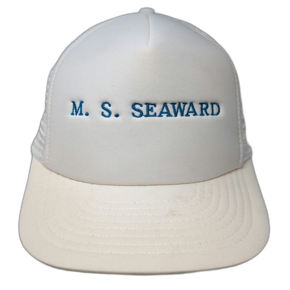 Designer Award Headwear Trucker Hat White One Size M.S. Seaward Mesh Snapback
